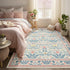5x7 Joydeco Boho Floral Light Pink Area Rugs for Bedroom Girls Playroom, Machine Washable Kids Room Nursery Rug Non