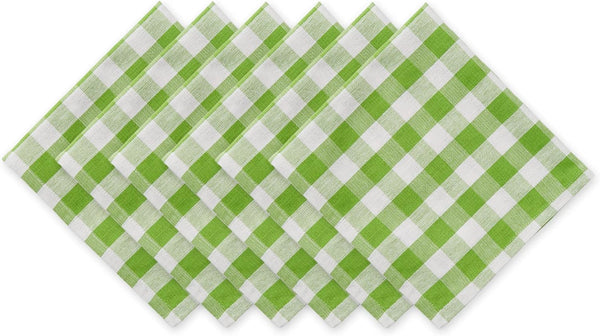 DII Checkered Tabletop Collection Napkin Set, 100% Cotton, Machine Washable, 20x20, Green Apple, 6 Piece