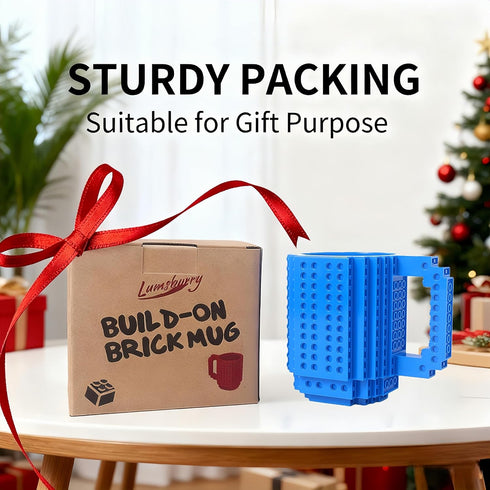 Lumsburry Build-on Brick Coffee Mug, Funny DIY Novelty Cup with Building Blocks Creative for Kids Men Women Xmas