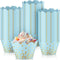 Zhehao 60 Pcs Gold Polka Dots Cupcake Wrappers, Adjustable Paper Baking Cups, Disposable Muffin Liners, Light Blue