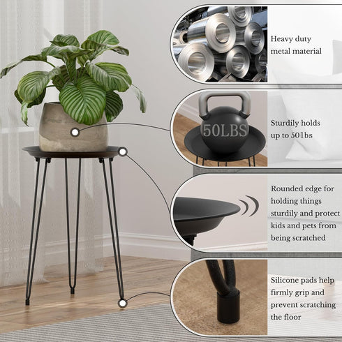 1 Pack SUEH DESIGN Plant Stand Indoor, Metal Plant Stand Round Plant Table Heavy Duty Plant Stool Tall Flower Pot
