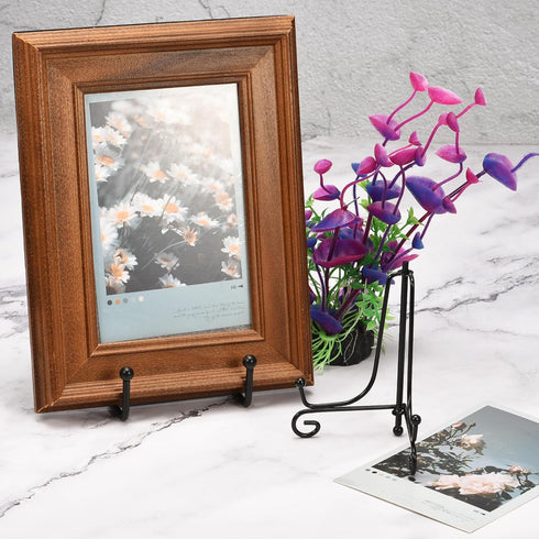 uxcell 2Pcs 6 Inch Iron Plate Stand for Display, Decorative Metal Easel for Photo Picture Frame, Silver