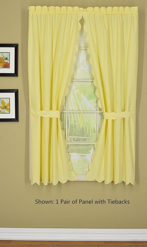 Today's Curtain Orleans Scallop Curtain, Buttercup 45" Panel Pair, 4-Piece Set, 60" W x 45" L