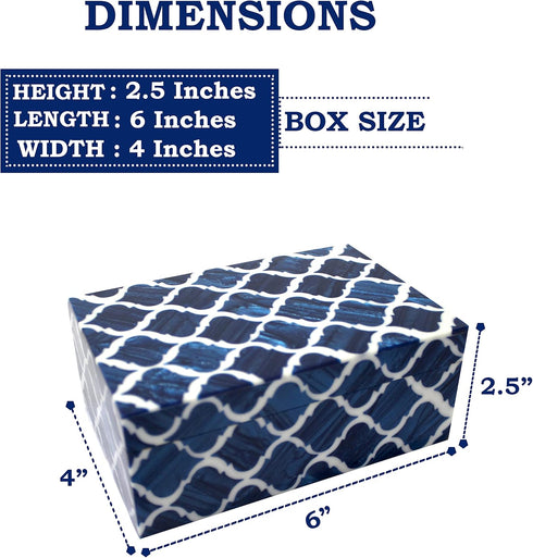 collectiblesBuy Handmade Resin Inlay Jewelry Box – Blue & White Antique Storage Organizer for Rings and Earrings