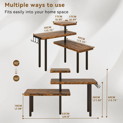 Countertop Organizer,3-Tier Counter Adjustable,4 Brown,TLJ023H IBUYKE Kitchen Wooden Spice Racks,Bathroom