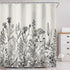 Riyidecor Wild Floral Shower Curtain 72Wx78H, Botanical Flower Plant Art Printed Fabric with Hooks
