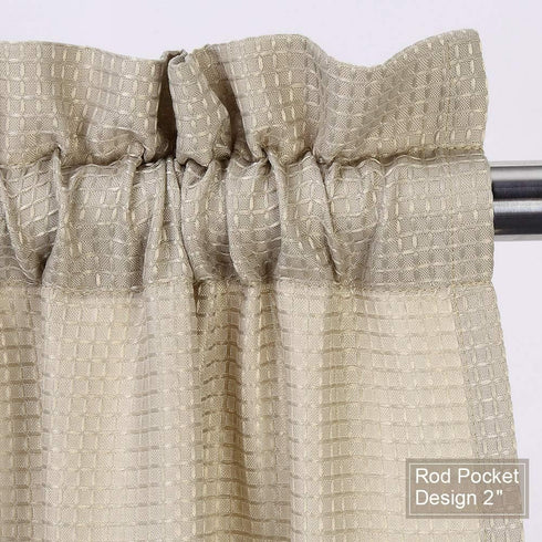 Tier Curtains, Waffle Woven Textured Short Curtains for Bathroom, Waterproof Window Covering, 30" x 36", Plaza Taupe,