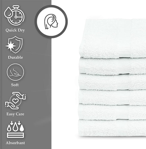 12 (20x40 Inches) GOLD TEXTILES Pcs New White Cotton Blend Terry Bath Towels Salon/Gym Towels Light Weight Fast Drying