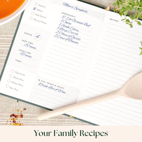 CATCHYOURDREAMS Blank Recipe Book - Keepsake Family Heirloom Cookbook (Rosemary Green)