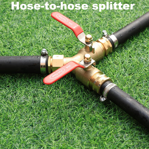 2 Garden Hose Splitter Full Flow Splitter No Restricted-Flow Connector Heavy Duty Brass Hose y Splitter, way High Flow