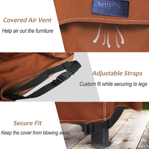 20 20 Inch NettyPro Outdoor Patio Side Table Cover x Waterproof Square Ottoman Table Cover All Weather Protection Brown