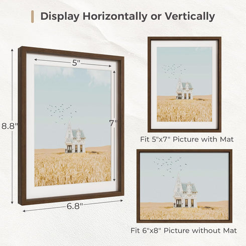 6x8 6x8 5x7, Fun Memories Picture Frame, Natural Solid Walnut Wood Photo Frame with HD Tempered Glass, Modern Simple