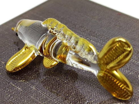 Japan Carp Koi Fish Miniature Figurines, Hand Blown Glass Art with 22K Gold Trim, Collectible Gift Decor