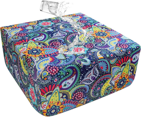Stretch Ottoman Cover Rectangular Waterproof Medium Printed Boho Footstool Cover Fit Width