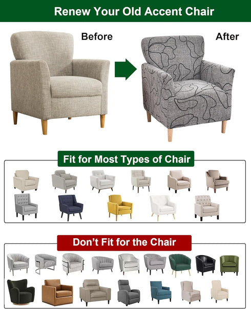 1-Piece Sofa,B64 CRFATOP Stretch Modern Banquet Armchair Slipcover Accent Chair Covers with Arms Soft Chair Slipcovers