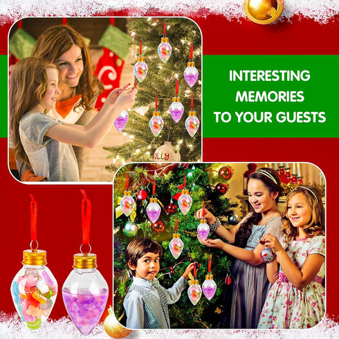 FOIMAS 12 Pack Booze Bulb Booze Christmas Balls,Fillable Light Ball Tree Hanging Ornaments Clear Plastic Pendant Ball