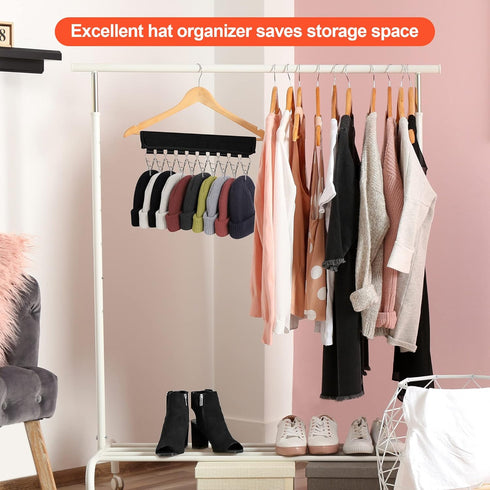 Hat Organizer Holder for Hanger & Room Closet, 1PC Black Hat Rack Storage Clips for Baseball Hats, Ball Caps, and