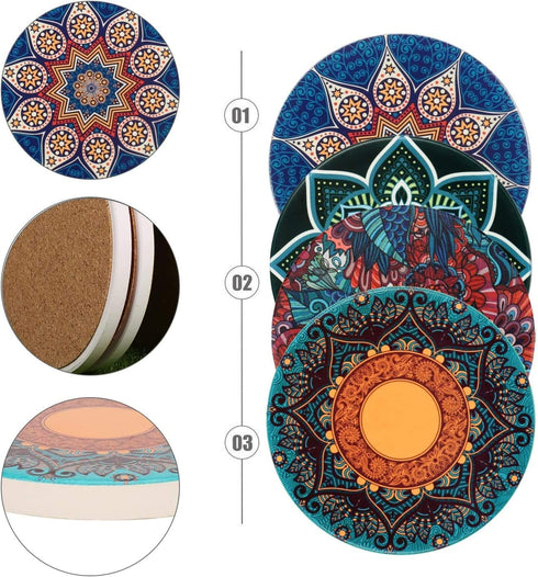 Set 6 LogHog Stylish and Functional Drink Coasters - of Coasters for Coffee Table, Absorbent Coasters for Drinks
