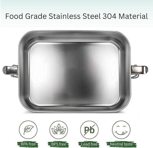 Premium Stainless Steel Bento Lunch Box, Eco-Friendly 28 oz Food Container with Leak-Proof Bamboo Lid and Cutlery