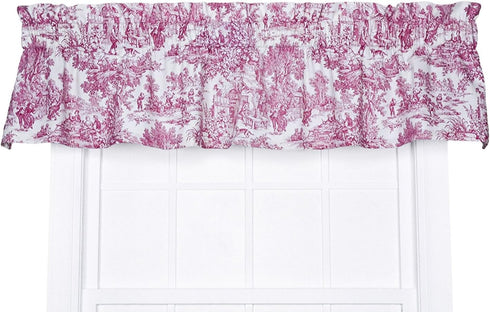 Victoria Park Toile Tailored Valence Window Curtain, Red