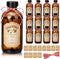 Uiifan 12 Pack Amber Glass Boston Round Bottles with Caps, 16 oz, Vanilla Extract Stickers