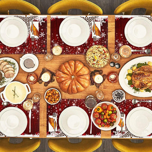 Naanle Winter Holiday Christmas Placemats Set of 4, Christmas Tree with Snowflake Heat-Resistant Washable Table Place