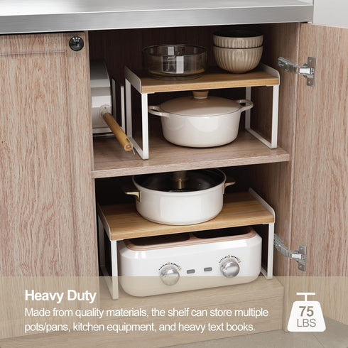Mitus Counter, Counter, 16" Shelf Organizer and Storage, Tiered Wood Cabinet Rack for The Kitchen Bathroom Pantry
