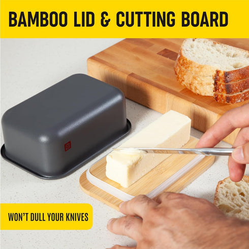 Butter Dish with Lid - Large and Small Tray, Countertop & Fridge Butter Keeper, Storage Box, Mantequillera