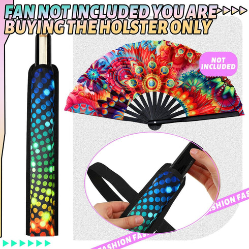 Summer Rave Fan Holster, Folding Hand Fan Pouch with Waist Belt for Thigh Party