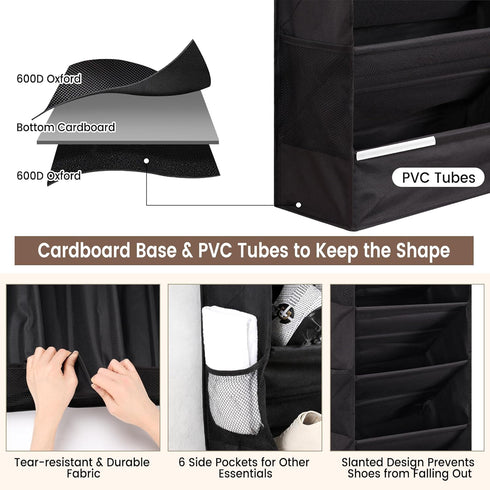 7 Closet 6 Tier Over The Door Shoe Organizer, Hanging Shoe Rack for with Dustproof Mesh Curtain & Side Pockets, Behind