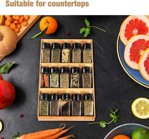 3-Tier 1 Pack Bamboo Drawer Spice Rack Wooden Kitchen Cabinet Spice Organizer Spice Jar Holder, Medicine/Health