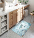 Sea Turtle Bath Rugs for Bathroom, Teal Blue Ocean Beach Coastal Non Slip Flannel Bath Mat, 17x29 Inch