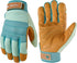 Wells Lamont Women's Medium HydraHyde Water-Resistant Leather Palm Hybrid Work Gardening Gloves (Pack of 1) Blue