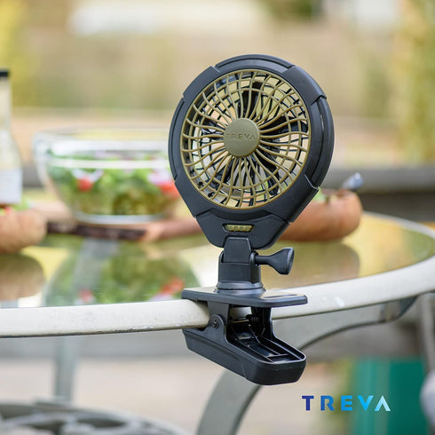 5 Inch (2 Pack) Treva Battery Powered Clip Slim and Portable Cooling Fan with Clamp for Travel, Outdoor,Camping, Car