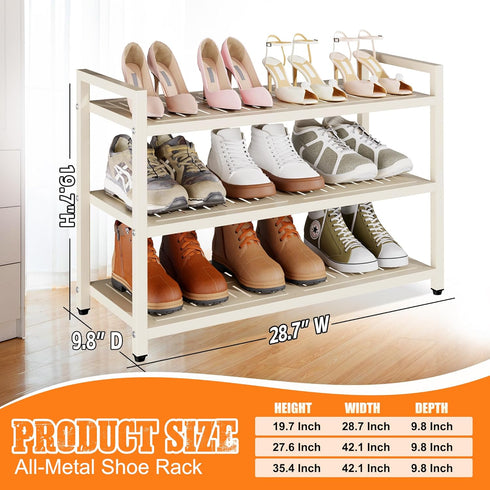DIDSIS 3-Tier 200 lbs Closet, Heavy Duty Metal Shoe Rack, Load Capacity Shoe Organizer with Reinforced Steel Tubes