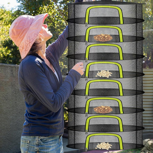 8 Food(8 Layers-23.62'') Layer Herb Drying Rack, Herb Drying Rack Hanging Mesh, Foldable Grass Drying Rack
