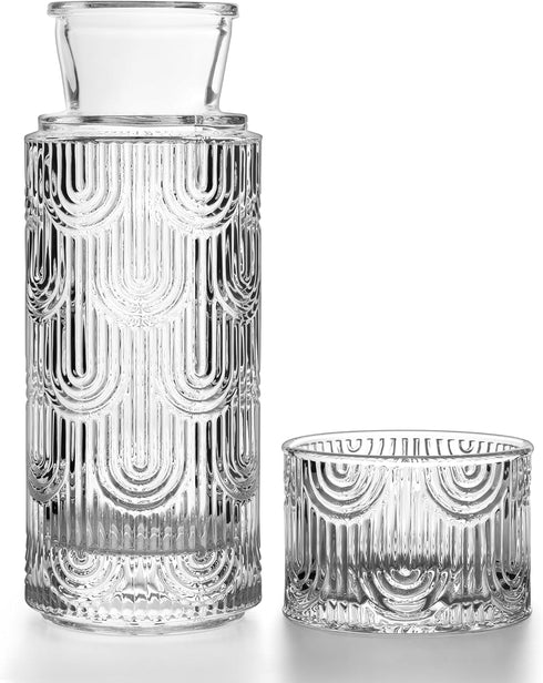 DmmyAlzx Bedside Water Carafe and Glass Set, Mouthwash Dispenser for Bathroom, 21.6 Oz