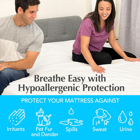 Handy Laundry Waterproof Mattress Protector Breathable, Machine-Washable Mattress Cover Perfect for Kids, Adults