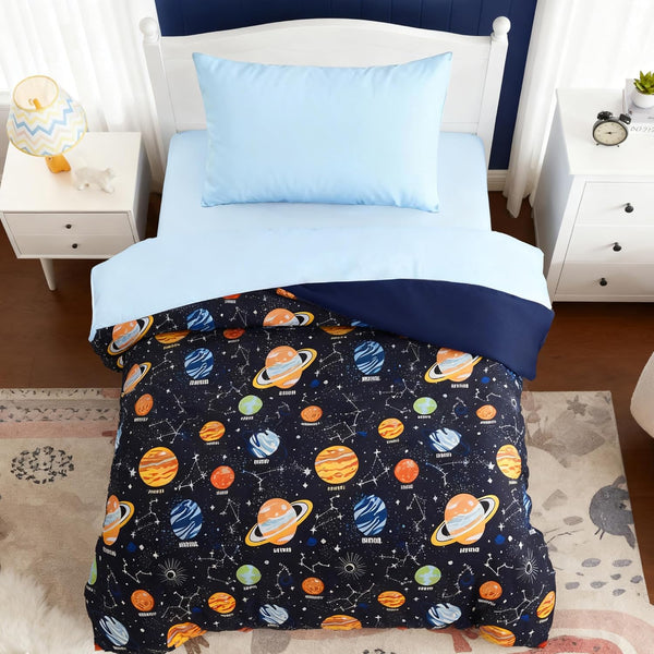 Toddler Bedding Set - 4 Pieces Toddler Comforter Set for Kids Boys,