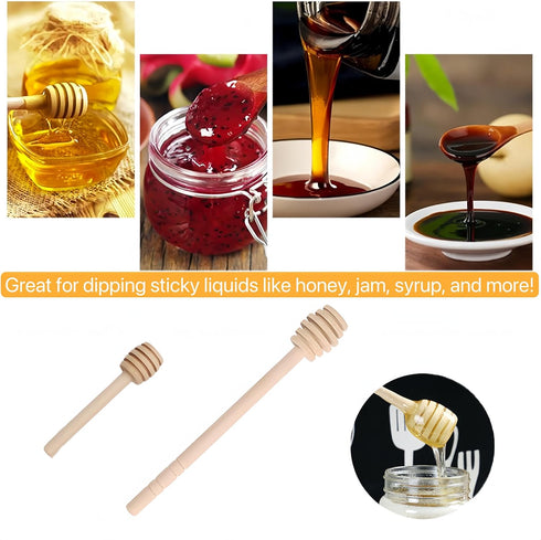 CINBILCORN 4 Sticks,6.3 Inches Pcs Wooden Honey Dipper Honey Comb Stick Honey Spoon Honey Wand for Honey Collecting