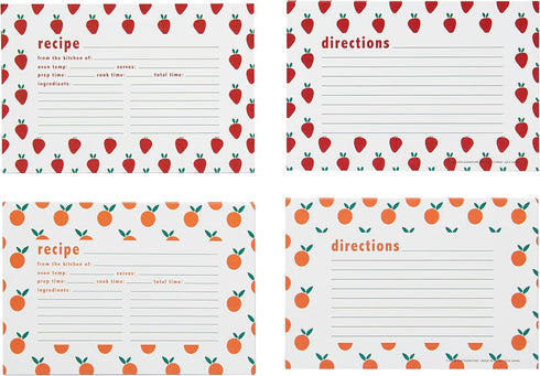 C.R. Gibson Fruit Double-Sided Recipe Card Set, 4" W x 6" L, Multicolor