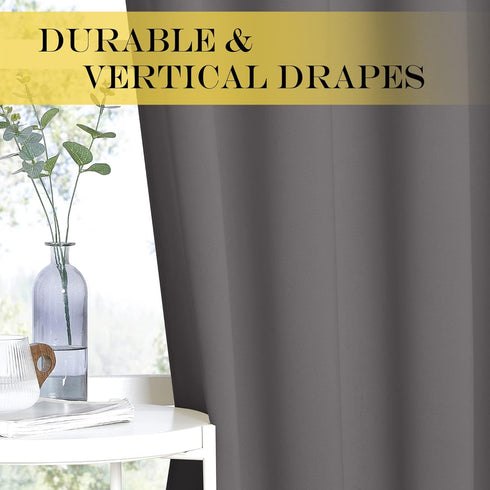 NICETOWN Blackout Curtain Panel for Bedroom, Thermal Insulated Solid Grommet Drape (1 Panel, 52 by 45 inches, Grey)
