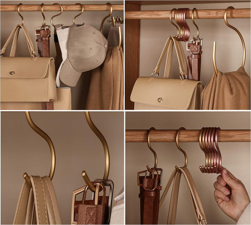 12-Pack 3.95" Brass S Hooks for Hanging - Heavy-Duty S-Shaped Hook for Coffee Cups Mug Coat Clothes Storage Hangers