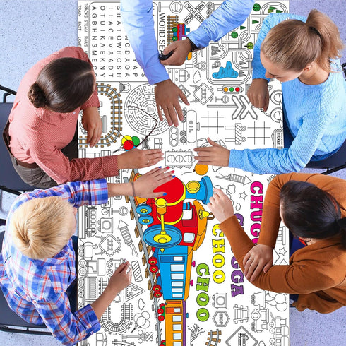 Train Giant Coloring Poster Train Large Versatile Activity Drawing Paper Coloring Tablecloth DIY Trains Theme Game