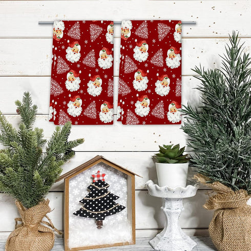 Qilerongrong Set 2 18 26 Inch Christmas Kitchen Dish Towel Santa Claus, Xmas Tree Snowflake Red Decorative Dishcloth