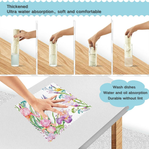 6 Pack, Hummingbird 11"x11" Kitchen Dish Towels Bird Flower Dish Cloths for Drying Dishes Absorbent Cleaning Cloths