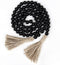 58in Wood Bead Garland with Tassels, Farmhouse Rustic Country Decor, Boho Wall Hanging Decoration (Black)