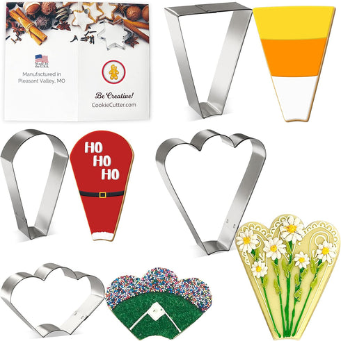 Foose Brand Cookie Cutters 4 Piece Set, Platter Cookie Cutters in Trapezoid, Teardrop Round, Clam, and Fan Shapes, USA