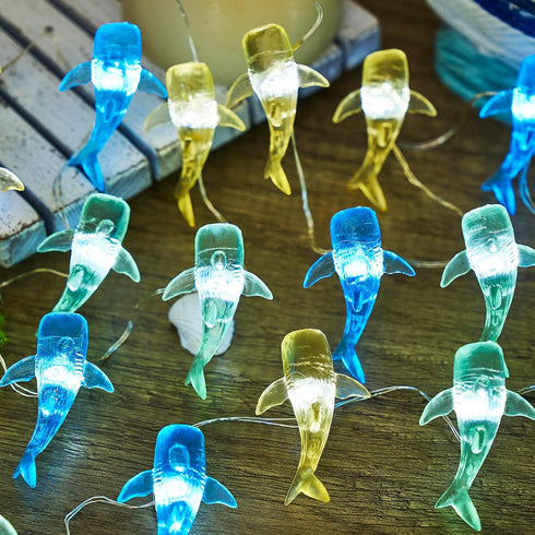 30LED 10ft Nautical Theme Ocean Dcor Outdoor Beach Decorative String Lights Whale Shark Cute Marine Life Novelty Night