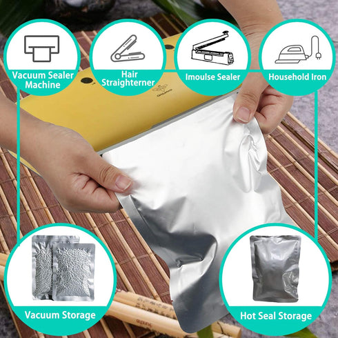 50 PCS 1 Pint Mylar Bags for Food Storage, Heat Sealable Bags for Coffee Beans, Tea, Grains, etc. (5.9 x 7.9 Inch)